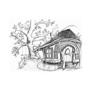DRC Illustrations print faeire house over the hills